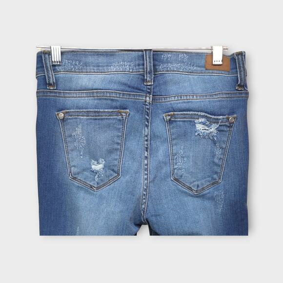 Womens Judy Blue Skinny Fit Distressed Leopard Print Blue Jeans Size 7 / 28 - Picture 7 of 7